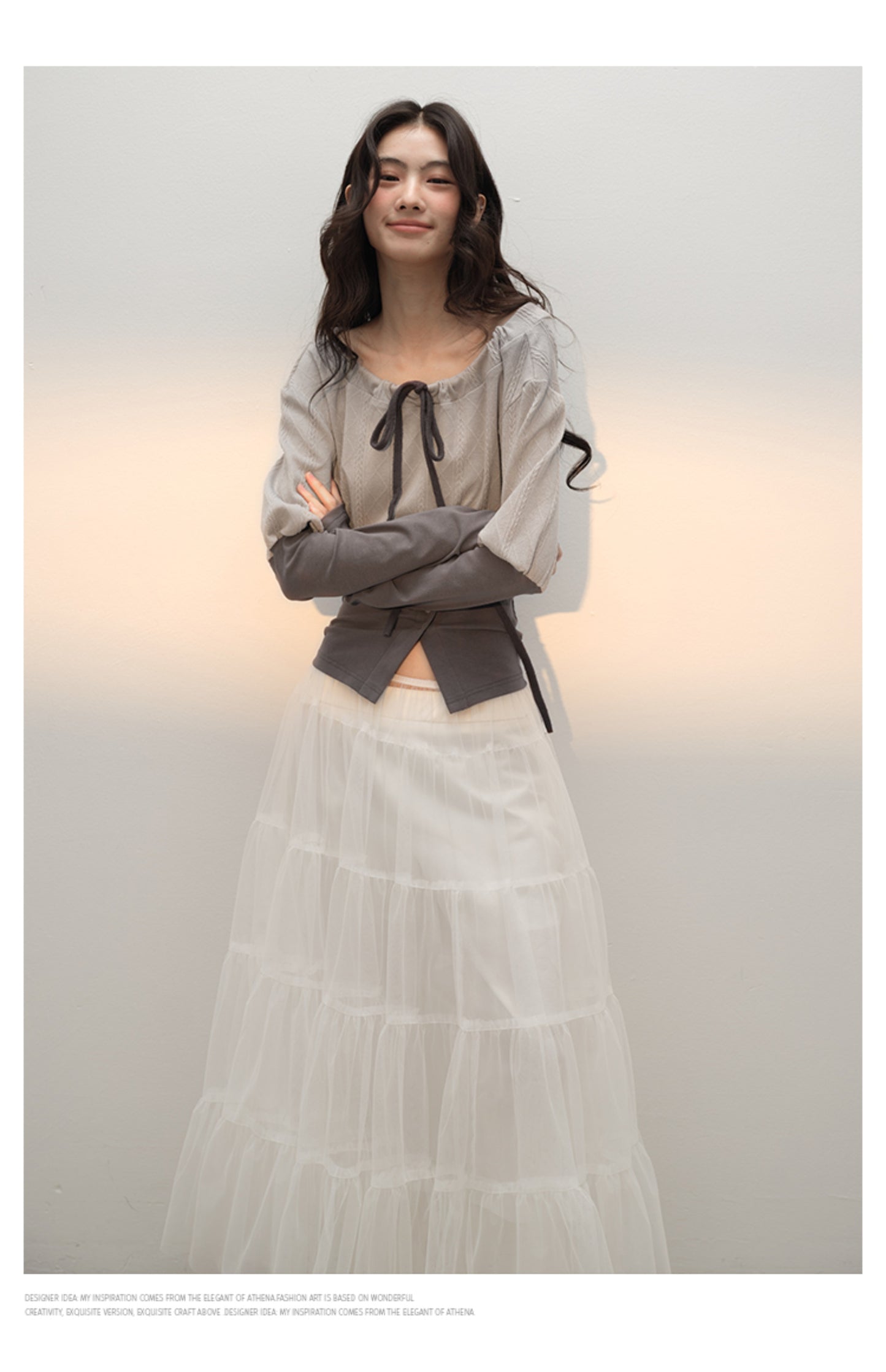 Two-Tone Cinched Bubble Silhouette Top