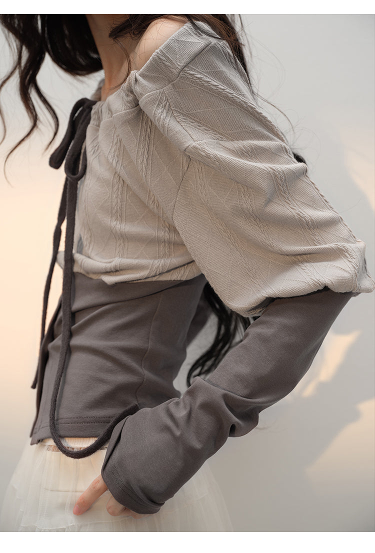 Two-Tone Cinched Bubble Silhouette Top