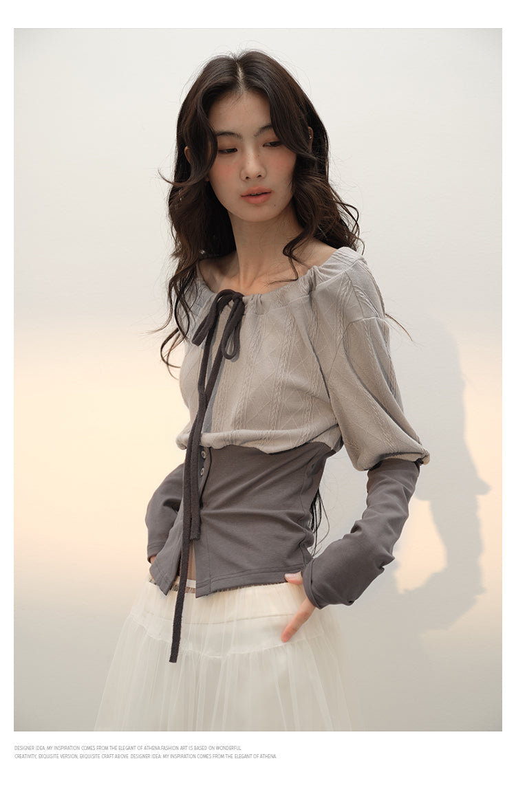 Two-Tone Cinched Bubble Silhouette Top