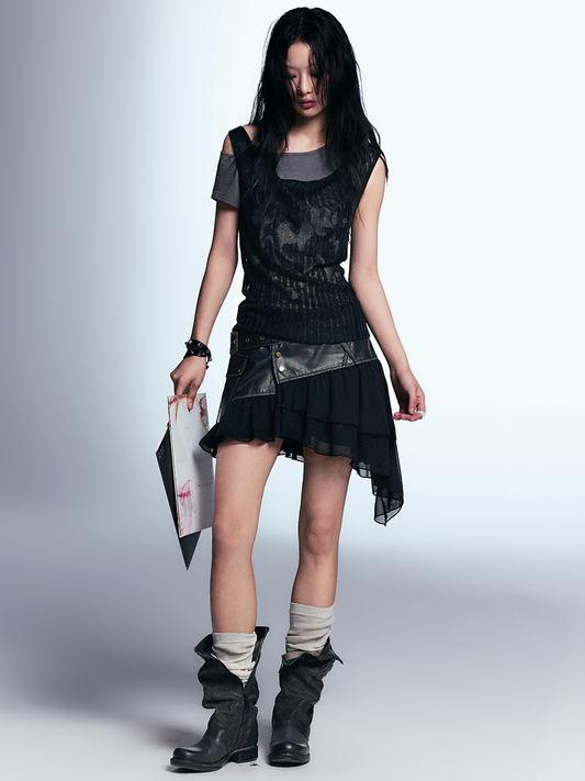 Punk Graphic Faux Layered Top