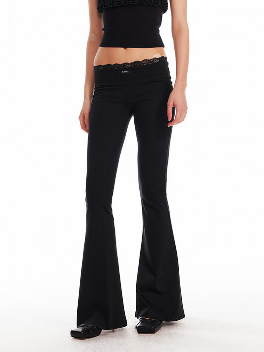 Lace-Trim Low Rise Bootcut Pants
