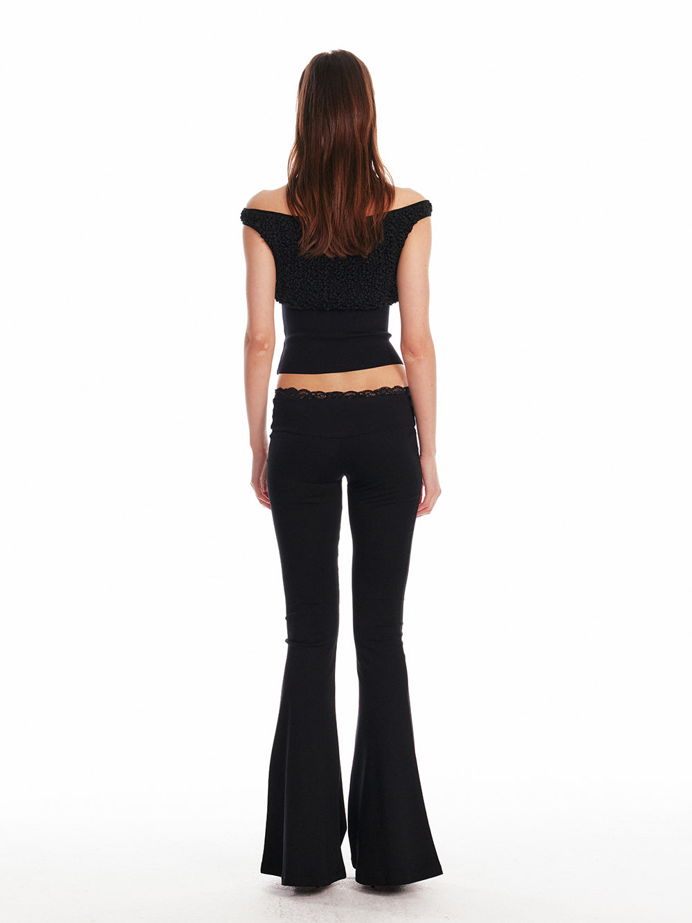 Lace-Trim Low Rise Bootcut Pants