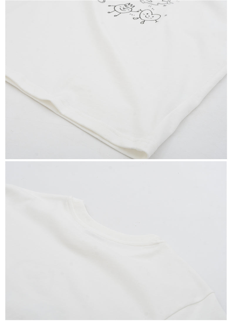 Cotton T-Shirt With Illustration Print