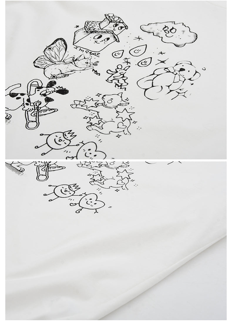 Cotton T-Shirt With Illustration Print