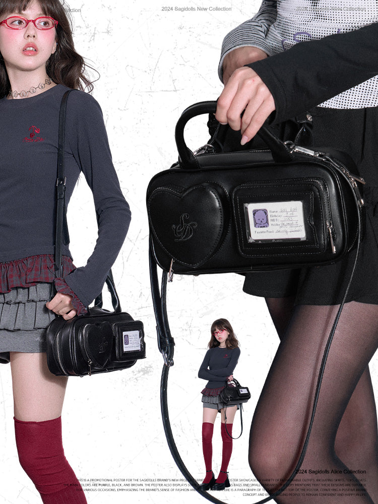 Faux Leather Heart Pocket Mini Crossbody Bag