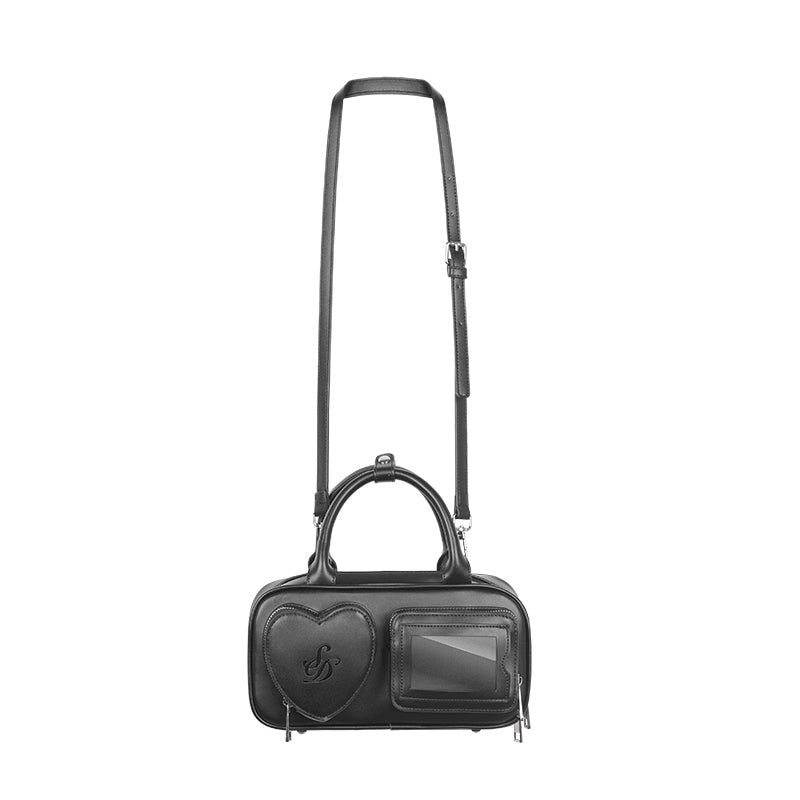 Faux Leather Heart Pocket Mini Crossbody Bag