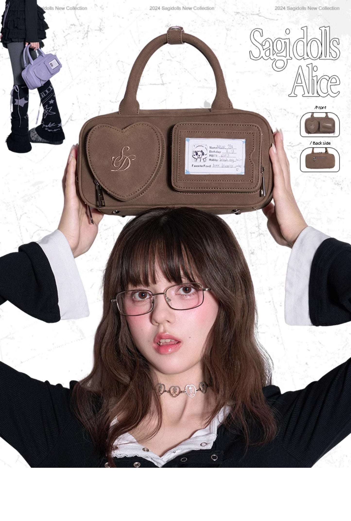 Faux Leather Heart Pocket Mini Crossbody Bag