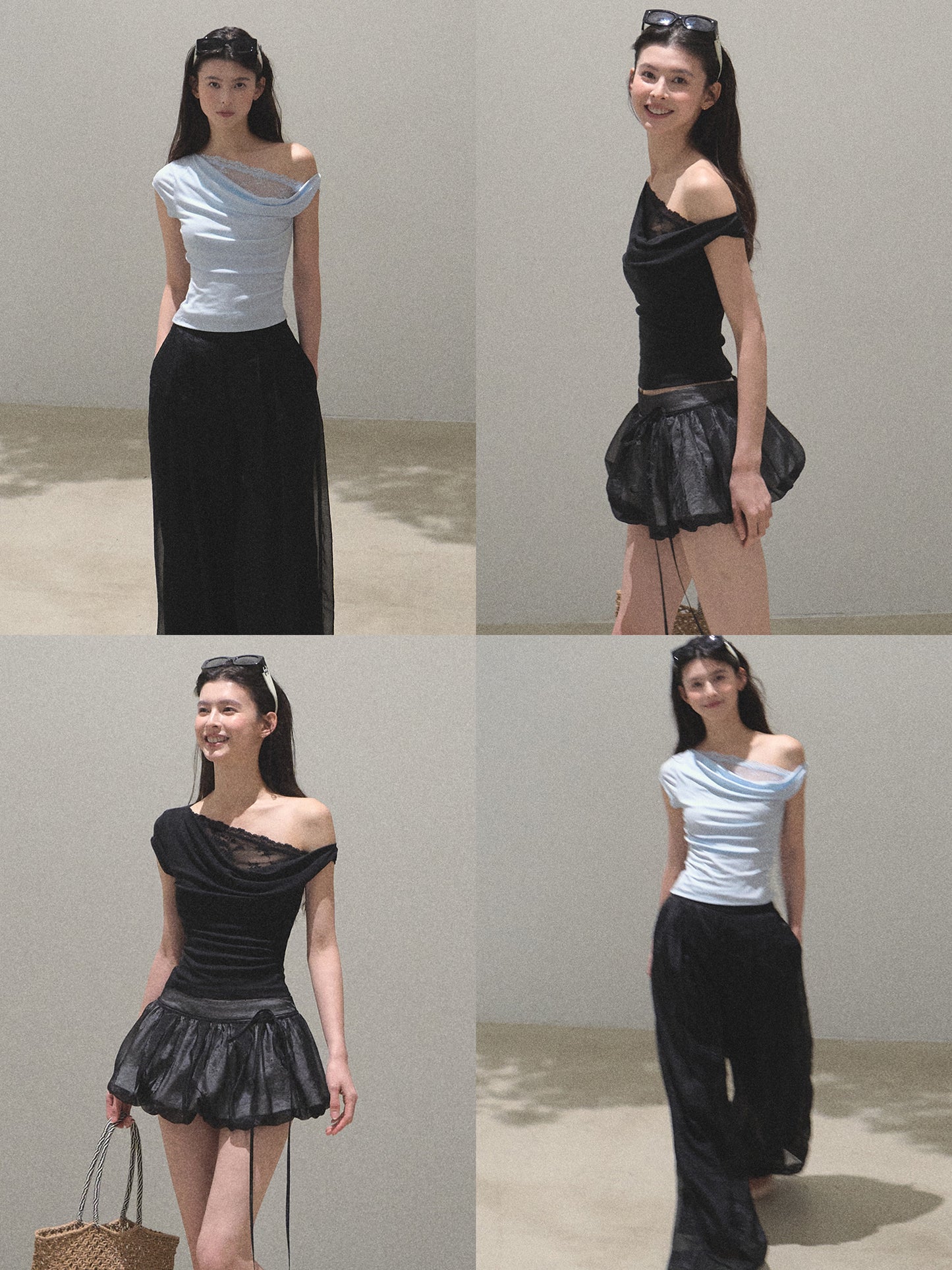 Off-Shoulder Draped Top With Lace Detail