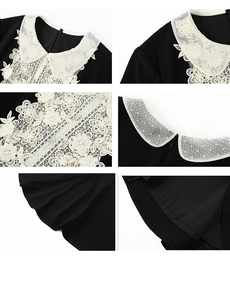 Peter Pan Collar Delicate Floral Lace Dress