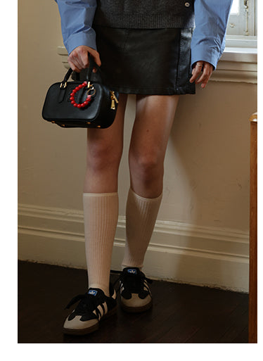 High Waist A-Line Faux Leather Skirt