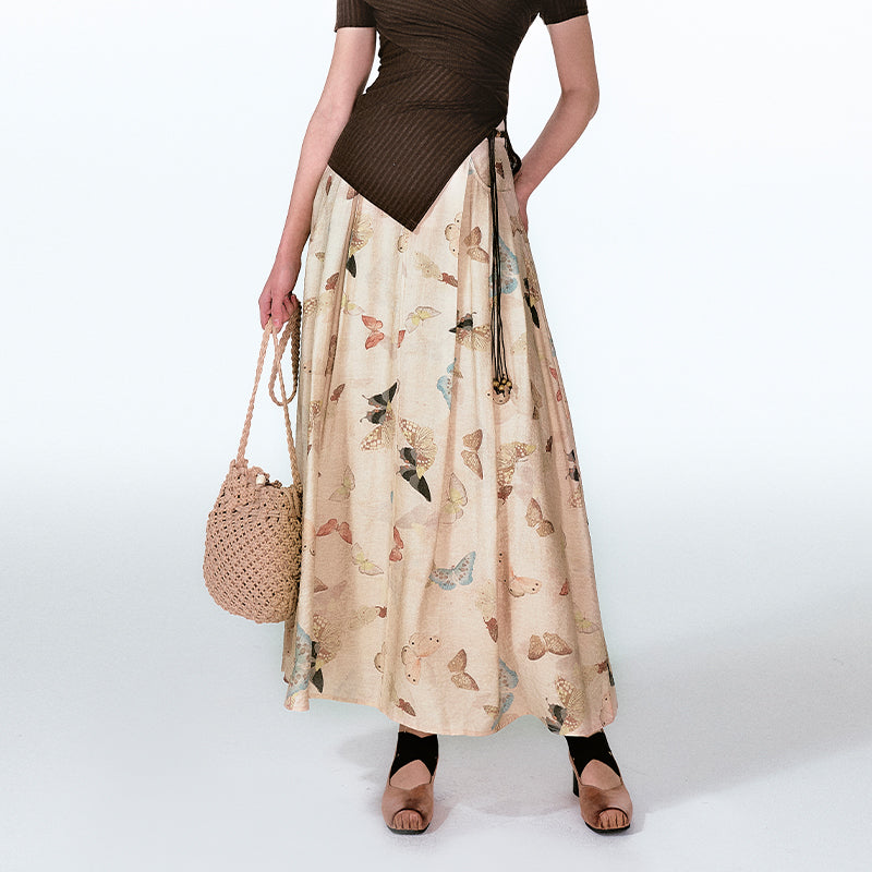 Asymmetrical Cross-Over Top And Butterfly Skirt