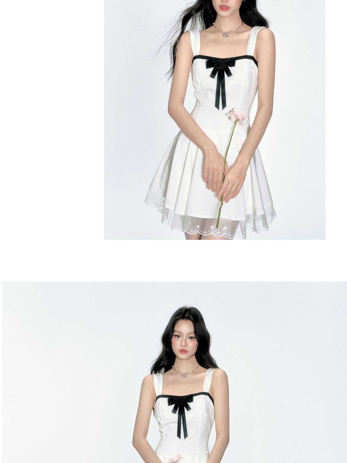 Strapped Bustier Style Dress With Contrasted Bow