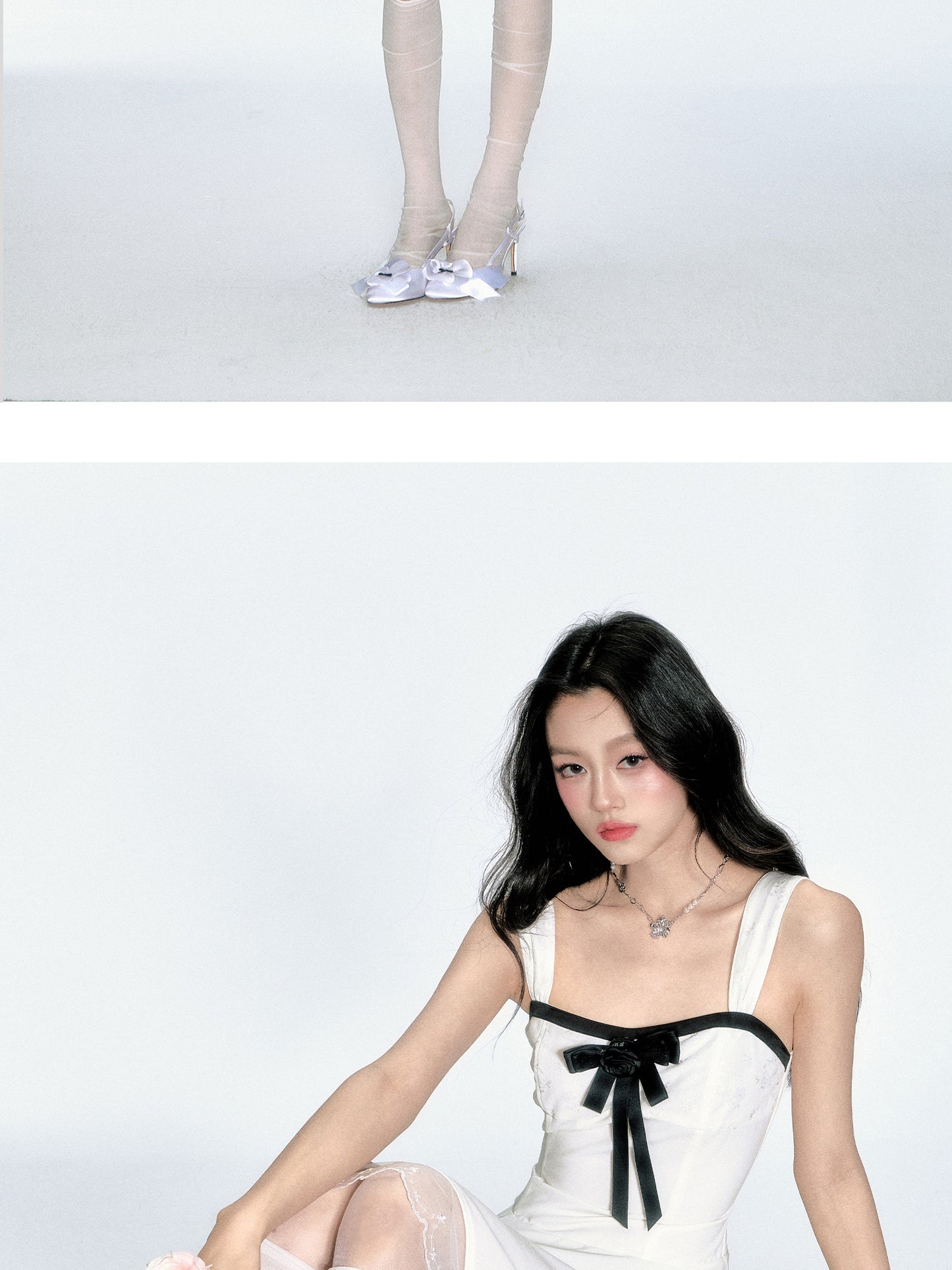 Strapped Bustier Style Dress With Contrasted Bow