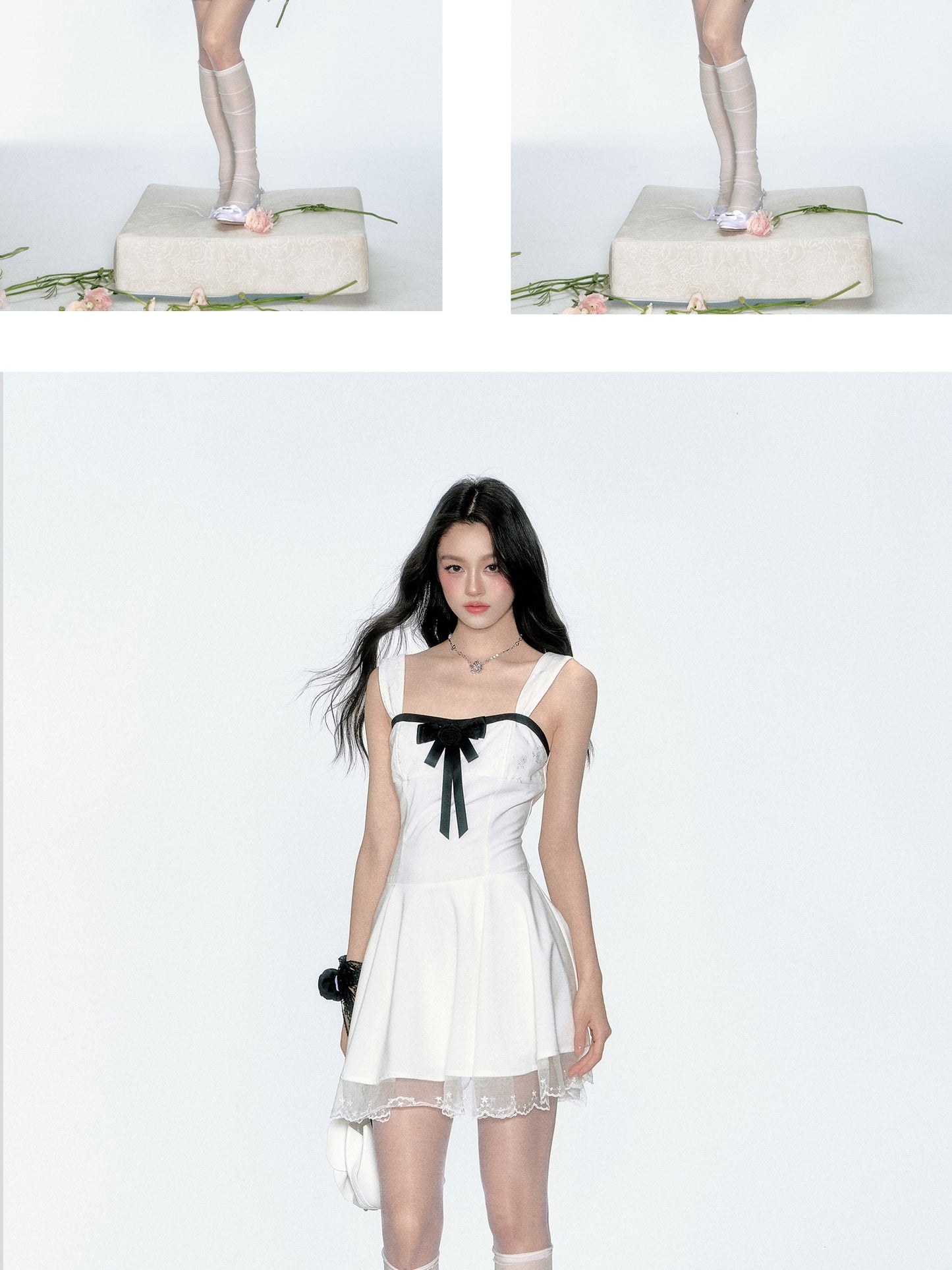 Strapped Bustier Style Dress With Contrasted Bow
