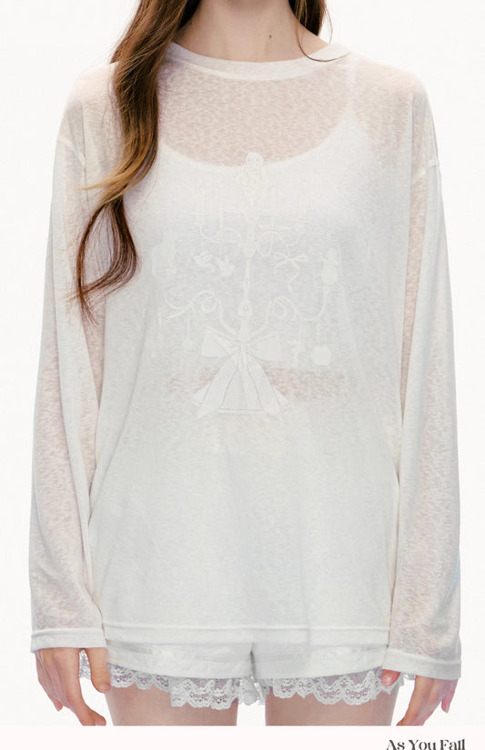 Oversized Printed Sheer T-Shirt