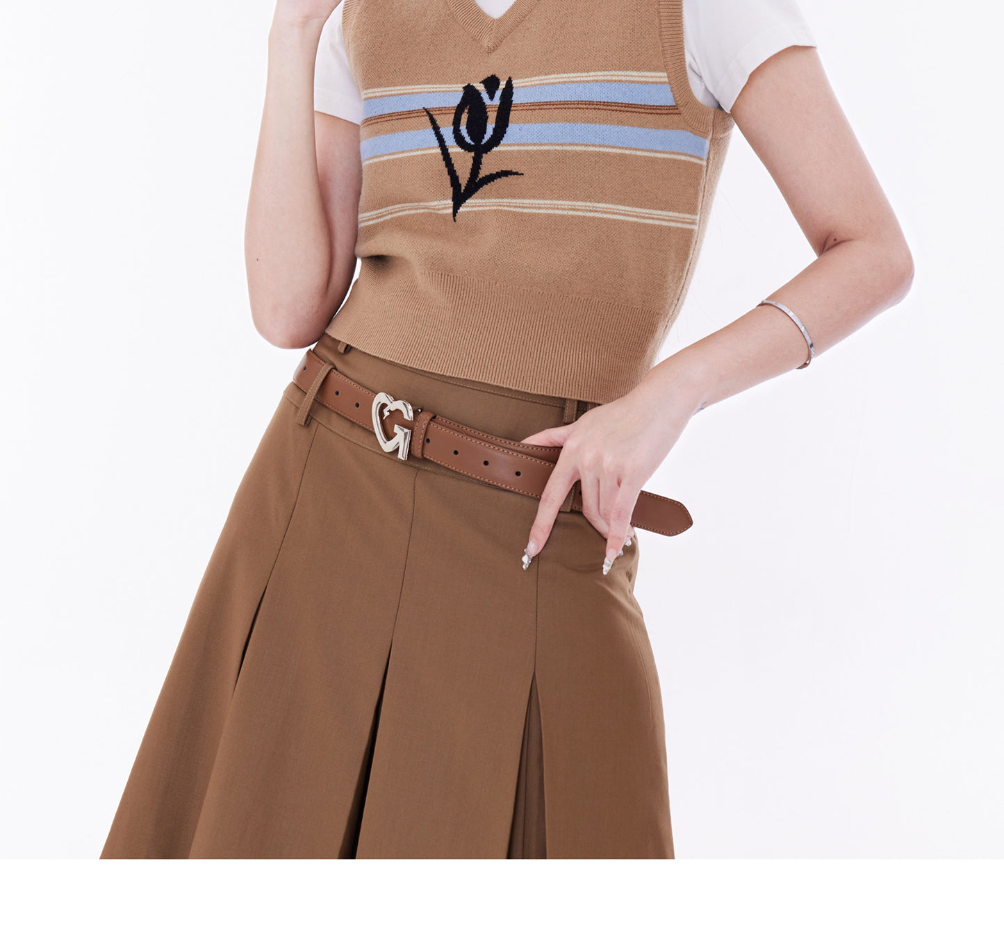 Cowhide Leather Logo Belt
