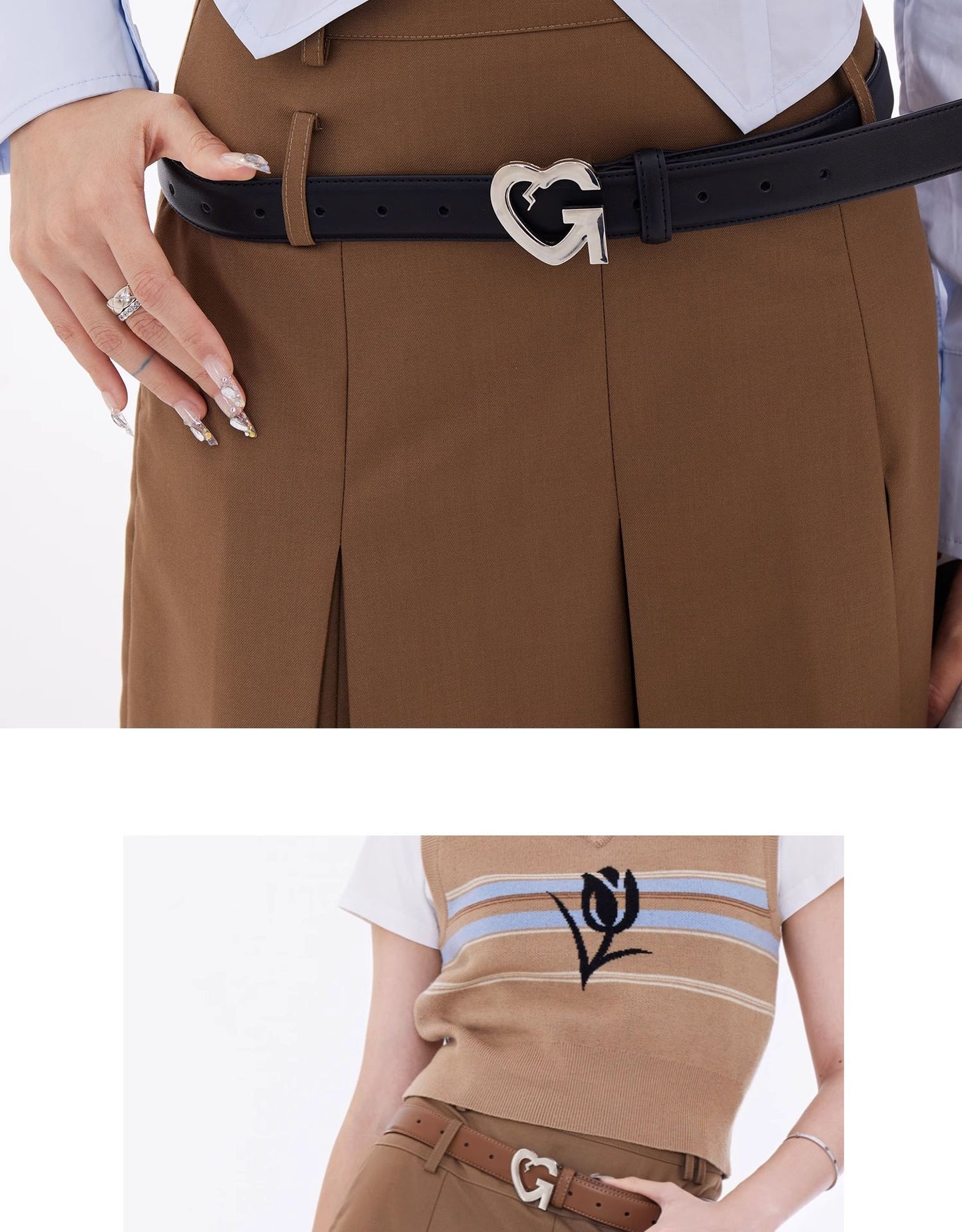 Cowhide Leather Logo Belt