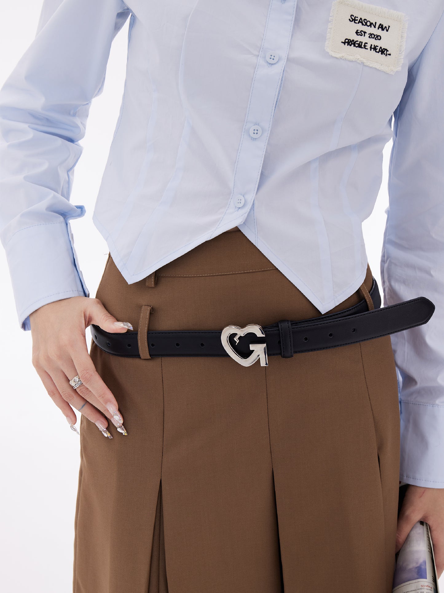 Cowhide Leather Logo Belt
