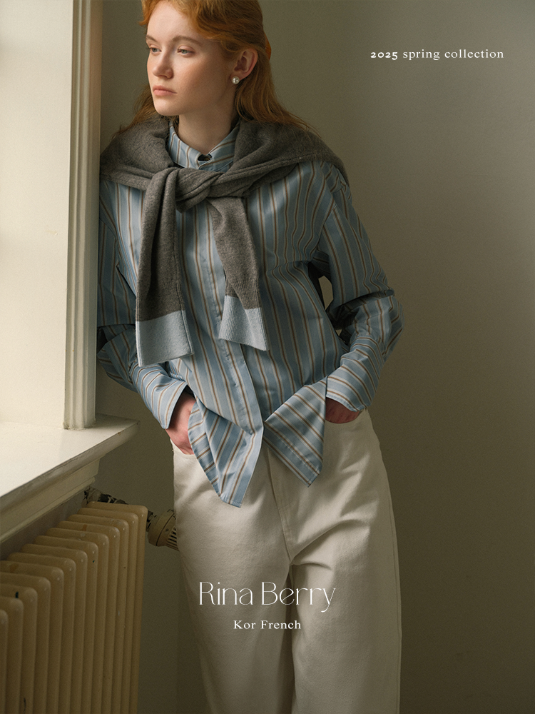 Roll Neck Striped Shirt With Hidden Buttons