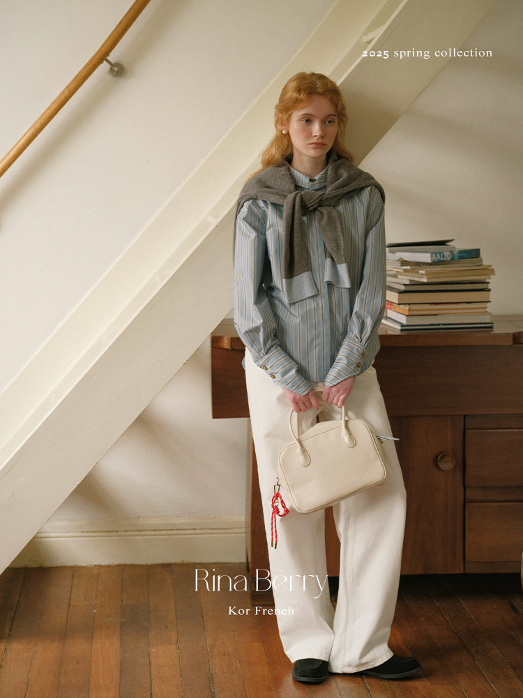 Roll Neck Striped Shirt With Hidden Buttons