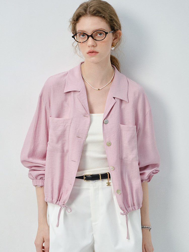 Crinkle-Textured Shirt With Adjustable Hem