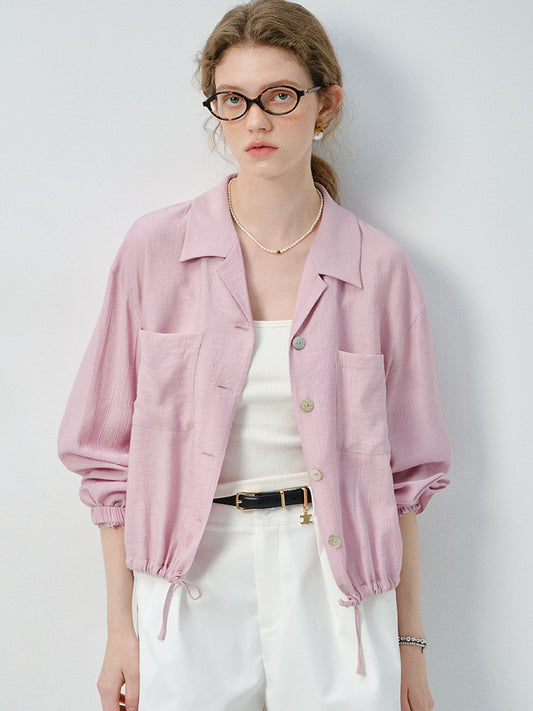 Crinkle-Textured Shirt With Adjustable Hem