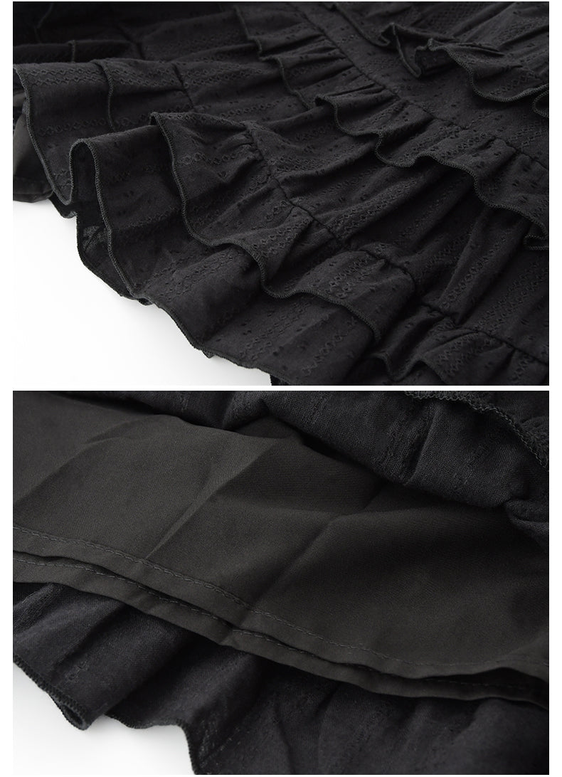 Cotton Embroidered Tiered Ruffle Skirt