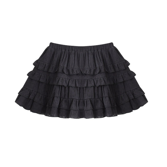 Cotton Embroidered Tiered Ruffle Skirt