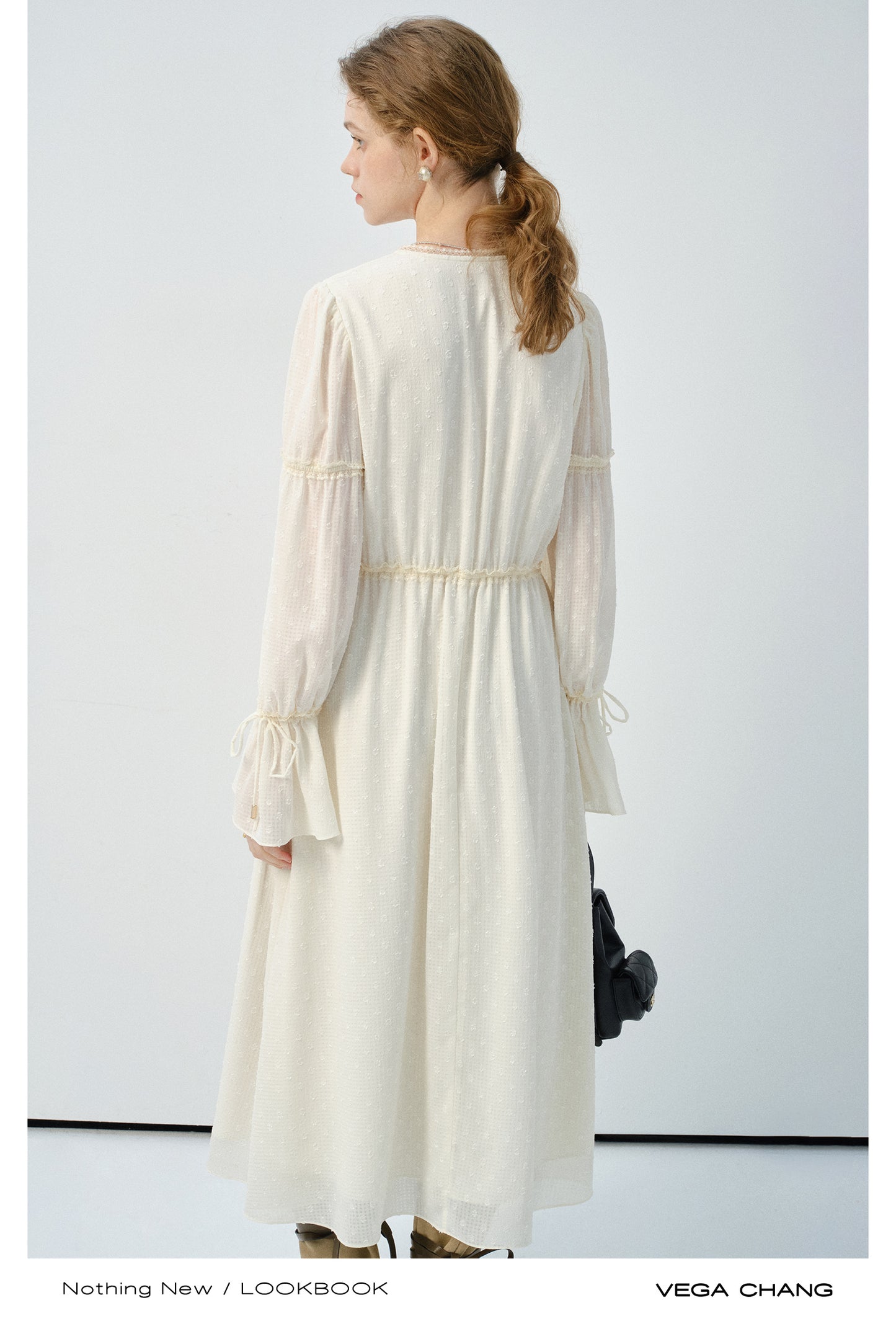 Textured Pattern Lace Dress With Cinched Detail