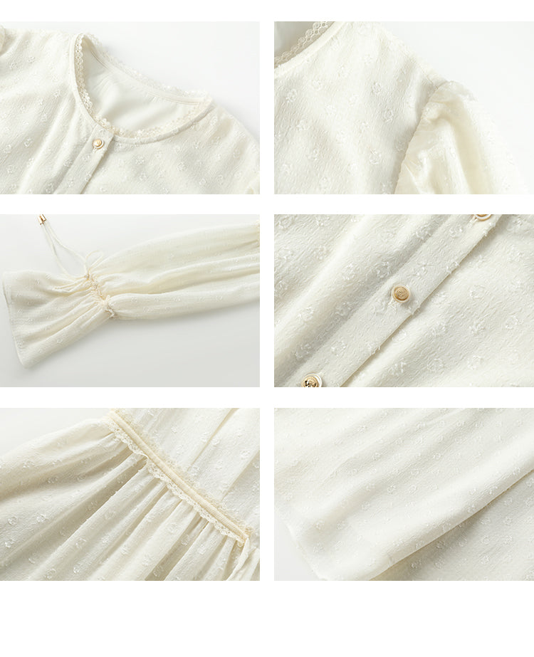 Textured Pattern Lace Dress With Cinched Detail