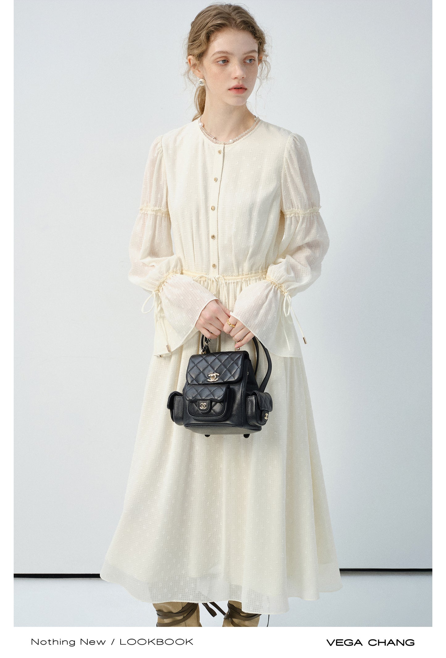 Textured Pattern Lace Dress With Cinched Detail