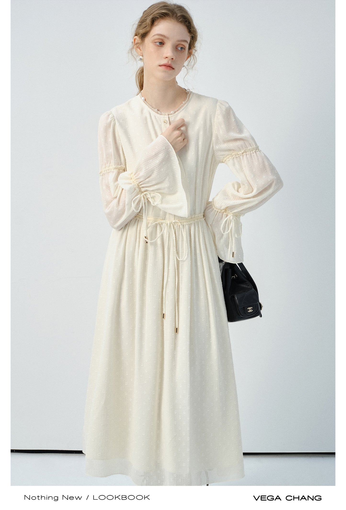 Textured Pattern Lace Dress With Cinched Detail