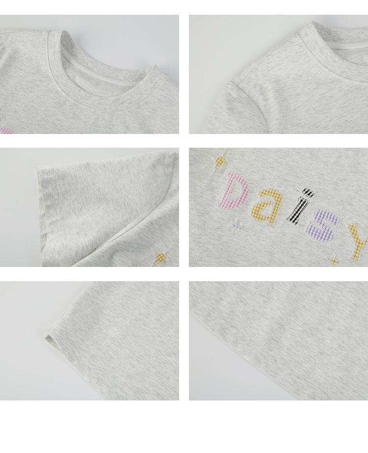 Gingham Letter Patch T-Shirt