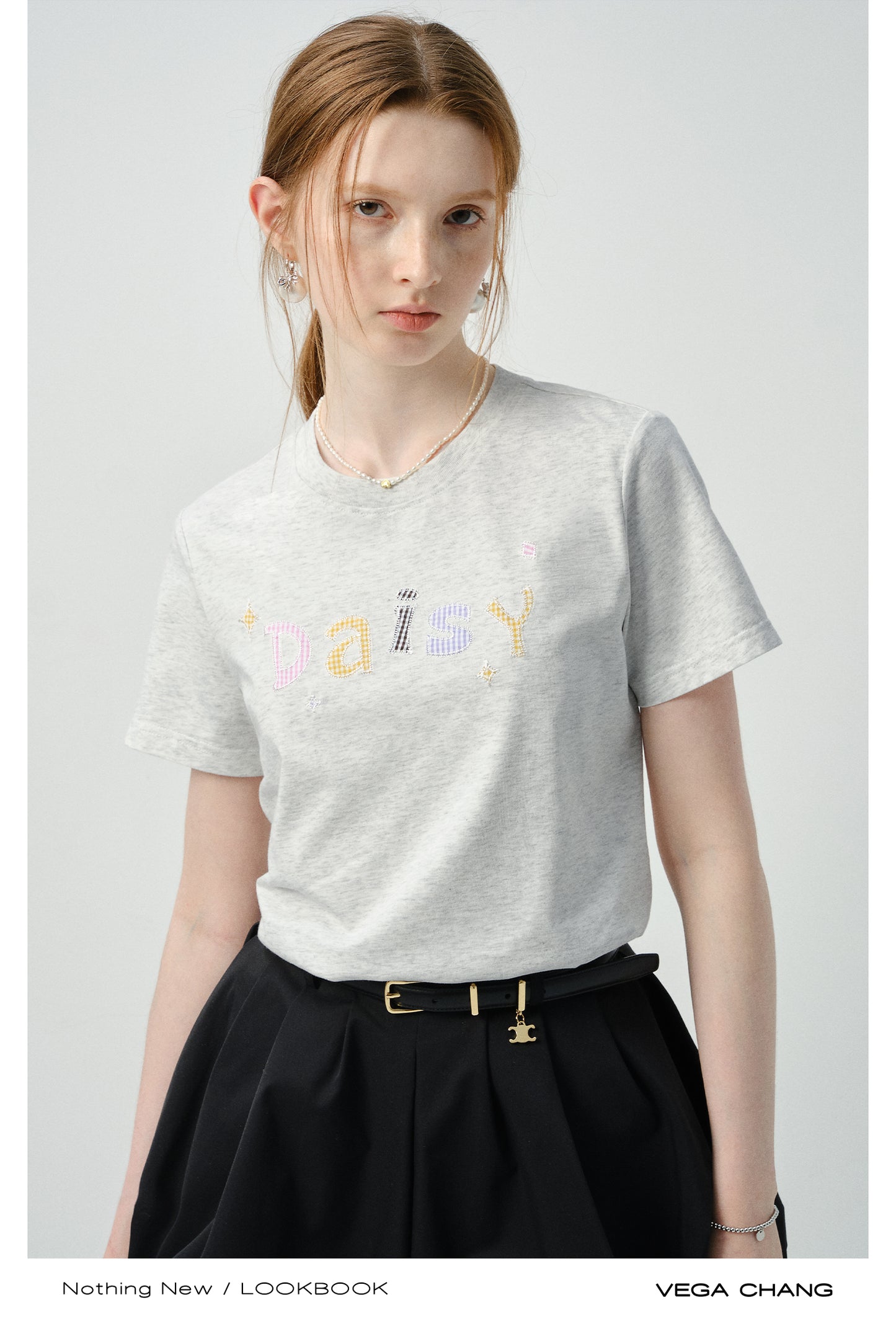 Gingham Letter Patch T-Shirt