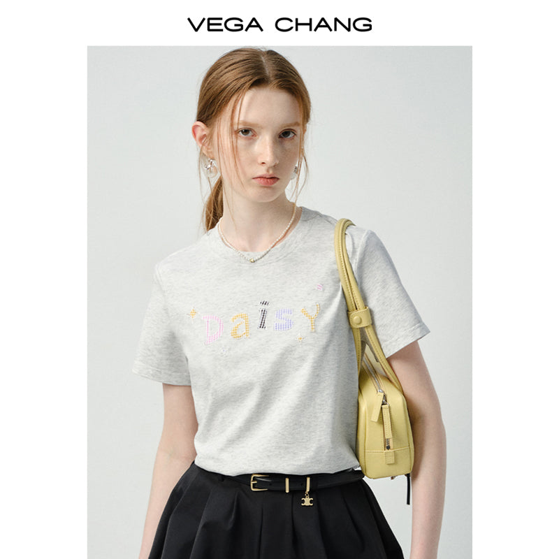 Gingham Letter Patch T-Shirt