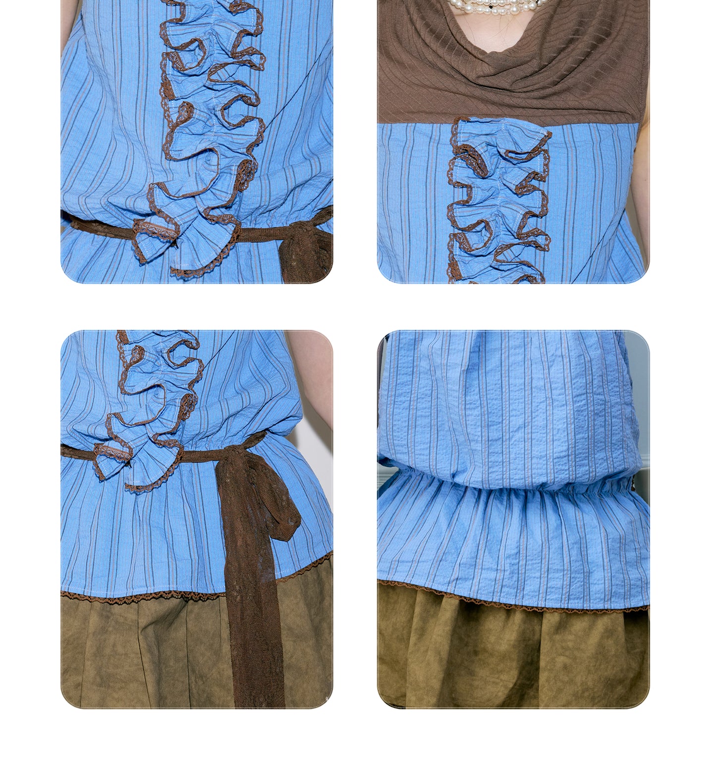 Two-Tone Off-Shoulder Draped Mixed Fabric Top