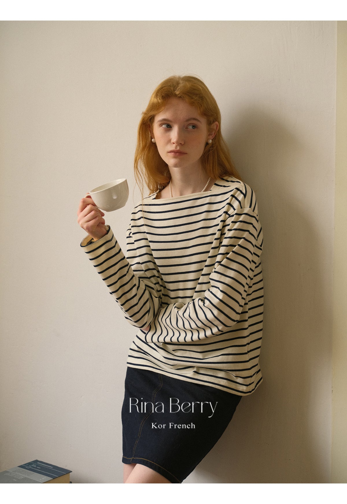 Striped Cotton Straight Neck T-Shirt