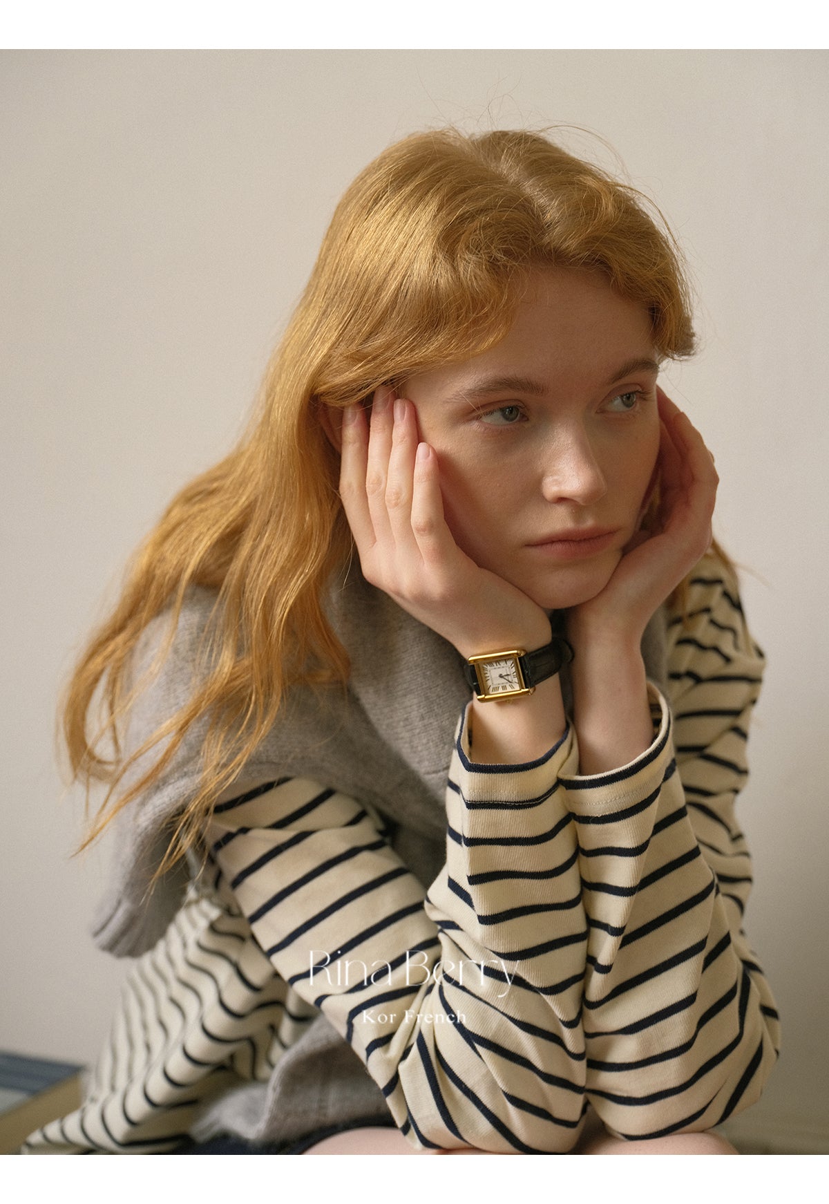 Striped Cotton Straight Neck T-Shirt