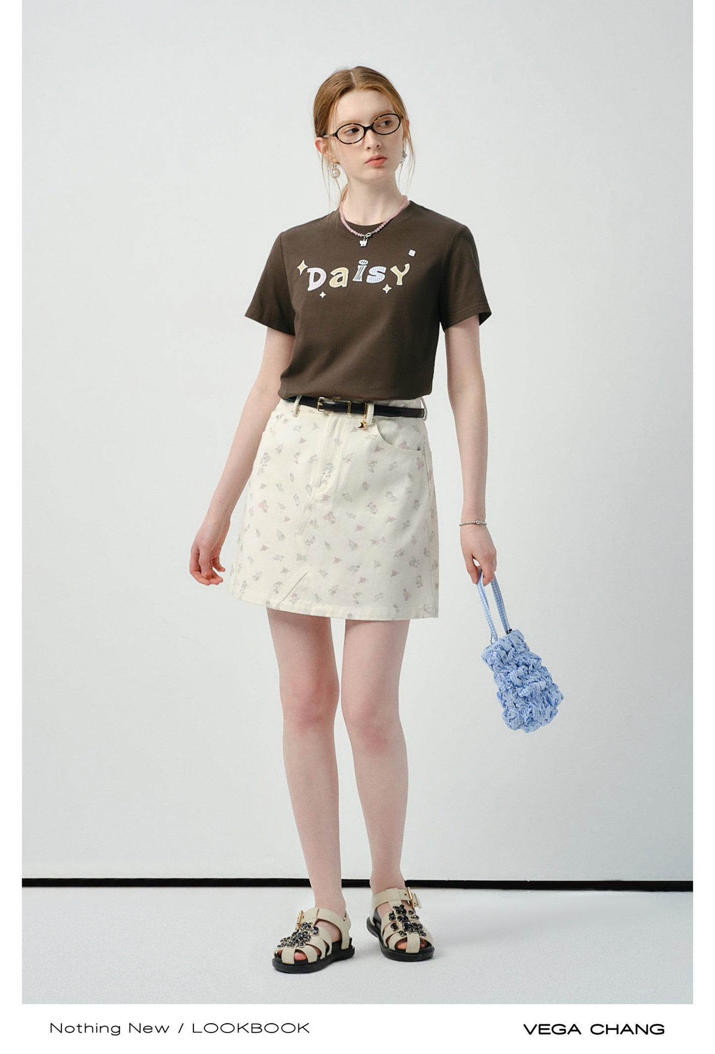 Light Print Denim Mini Skirt