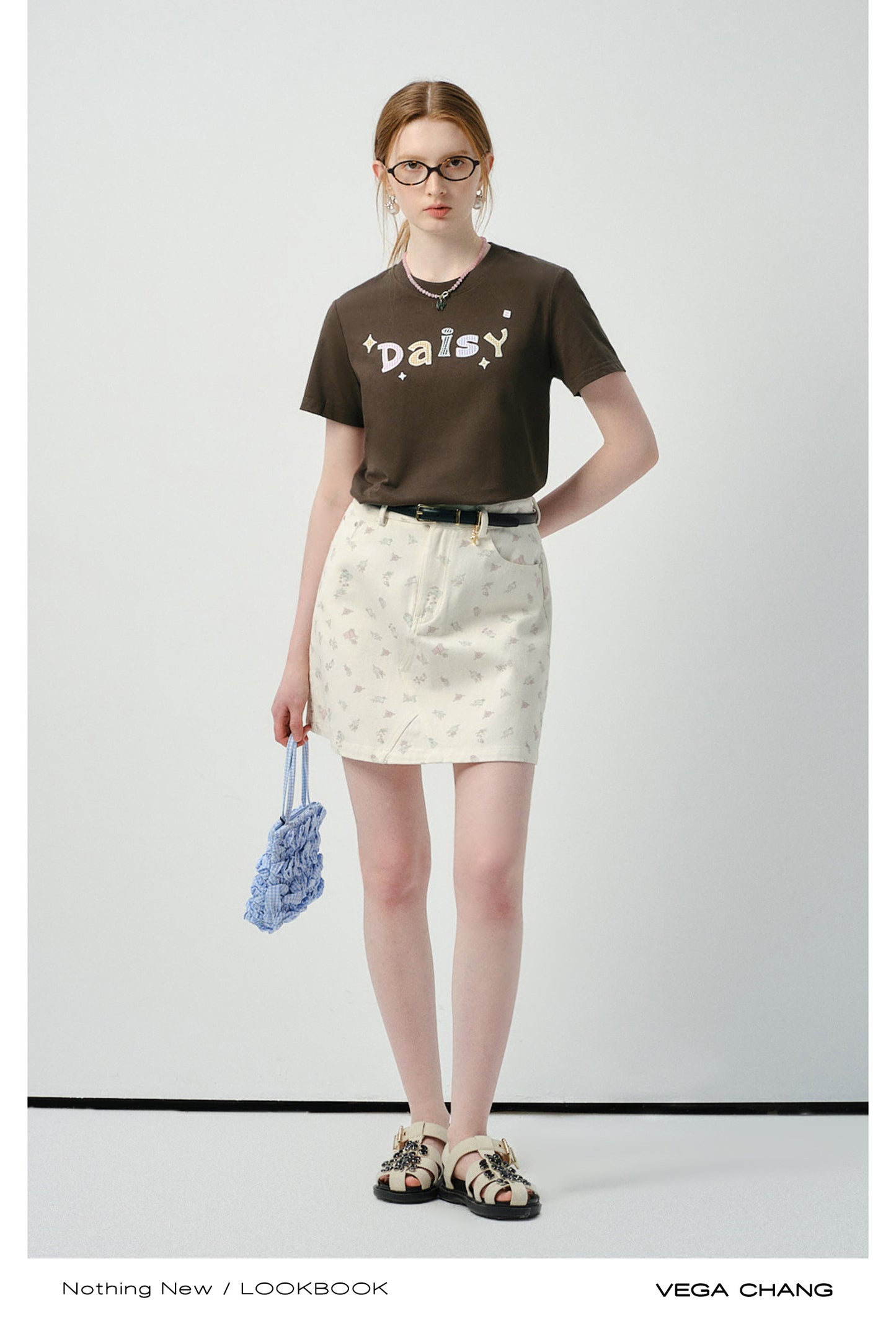 Light Print Denim Mini Skirt