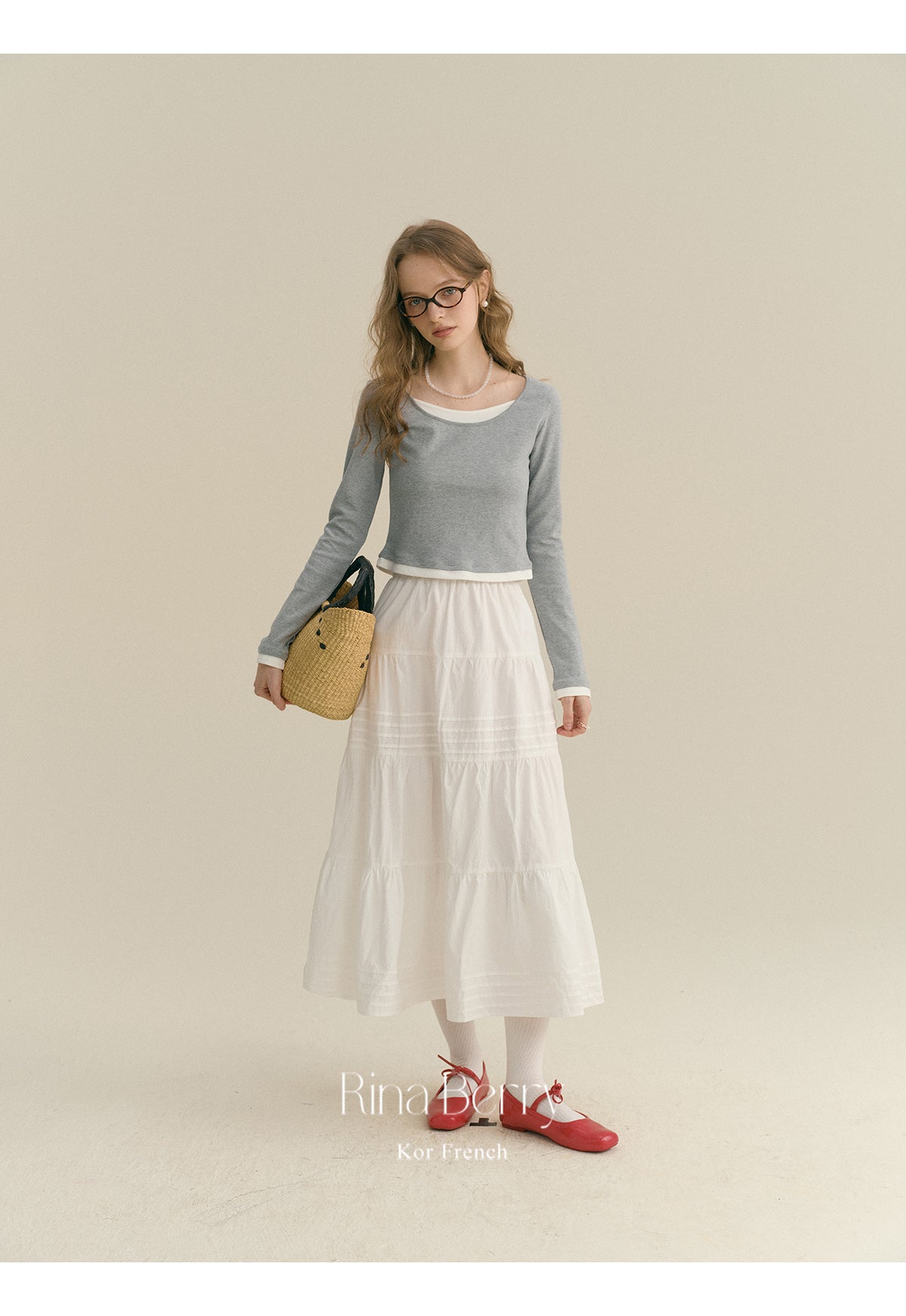 Pintuck-Detail Cotton Maxi Skirt