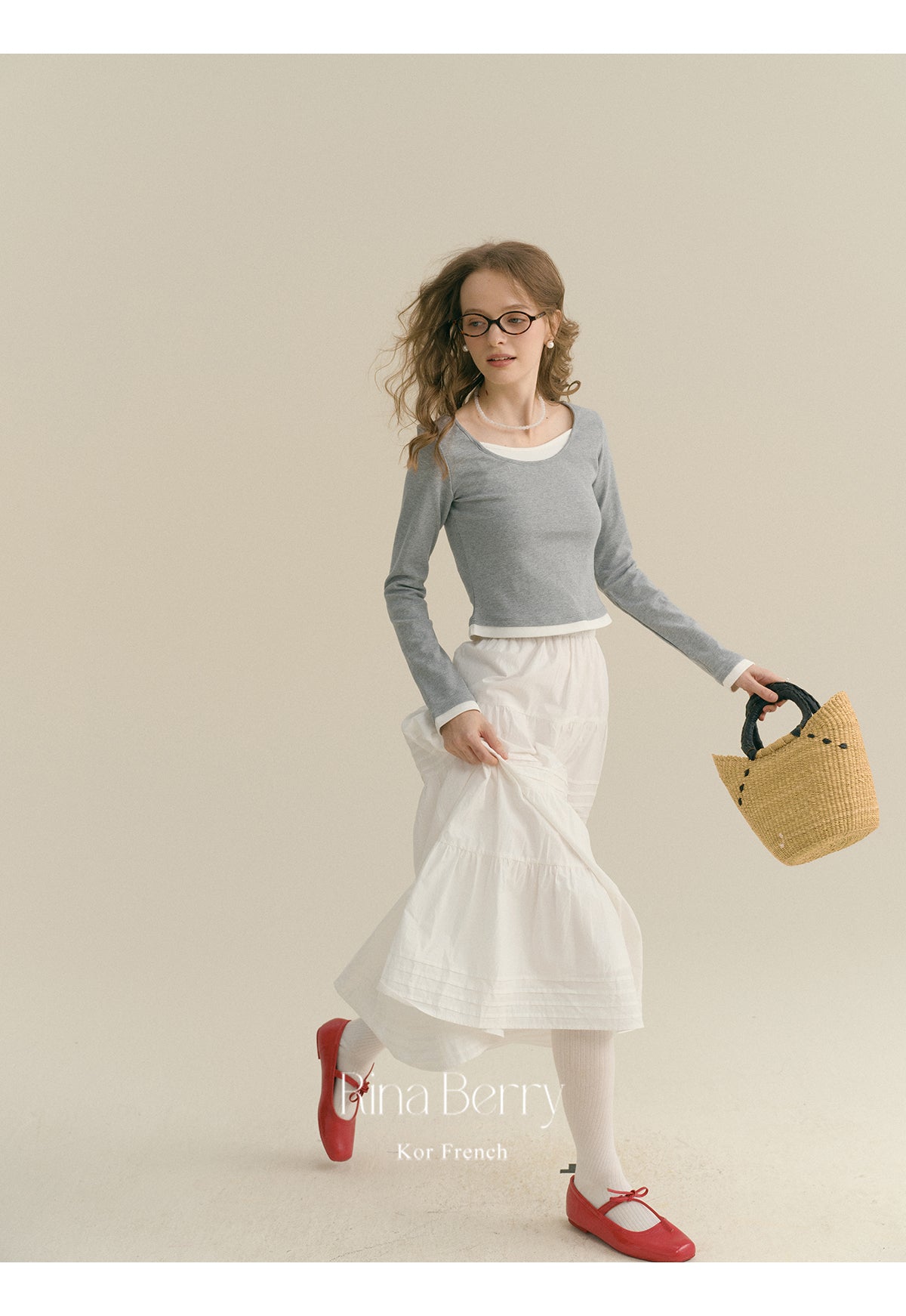 Pintuck-Detail Cotton Maxi Skirt
