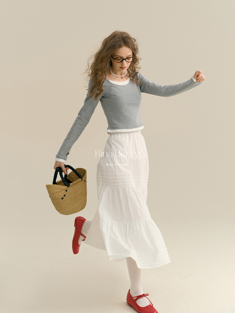 Pintuck-Detail Cotton Maxi Skirt