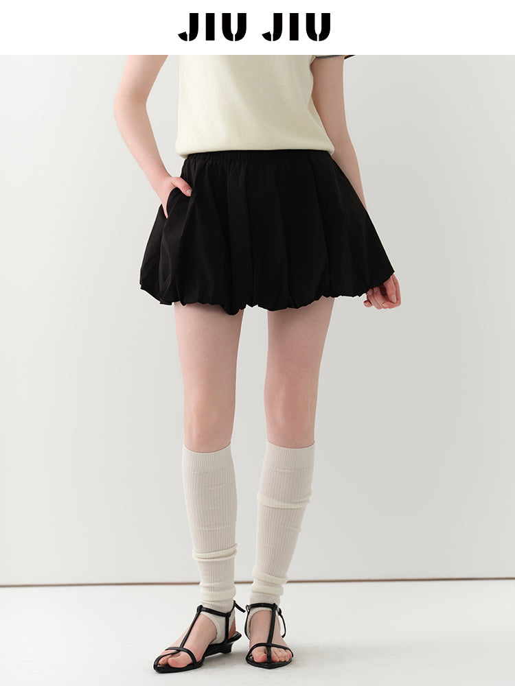 Elastic-Waist Bubble Skirt In Three Colors