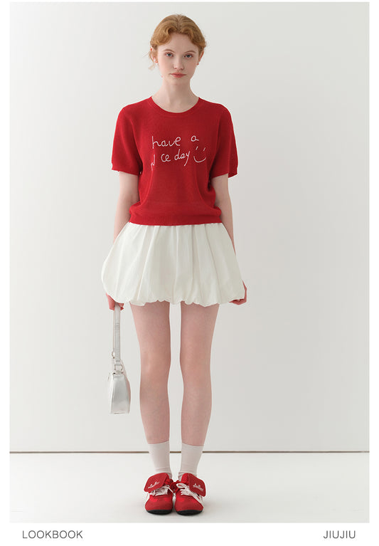 Elastic-Waist Bubble Skirt In Three Colors