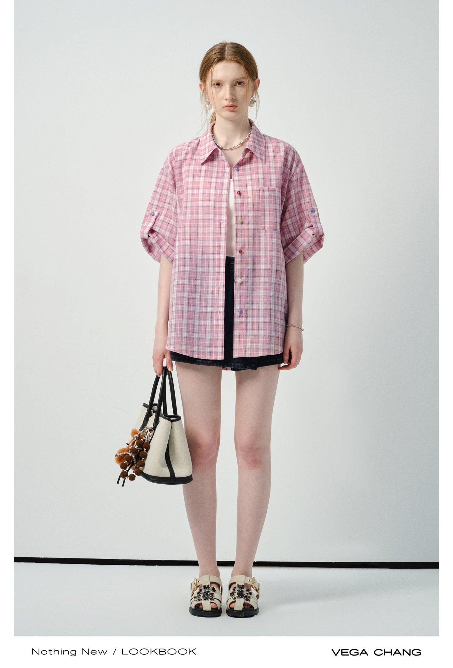 Woven Plaid Shirt With Multicolor Buttons