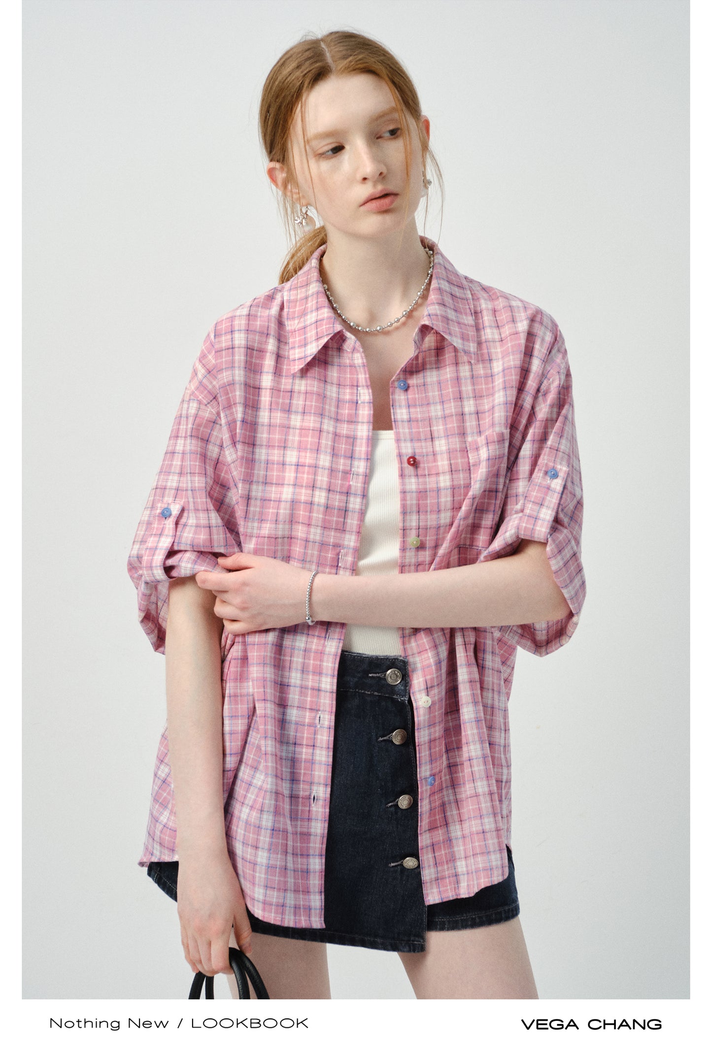 Woven Plaid Shirt With Multicolor Buttons