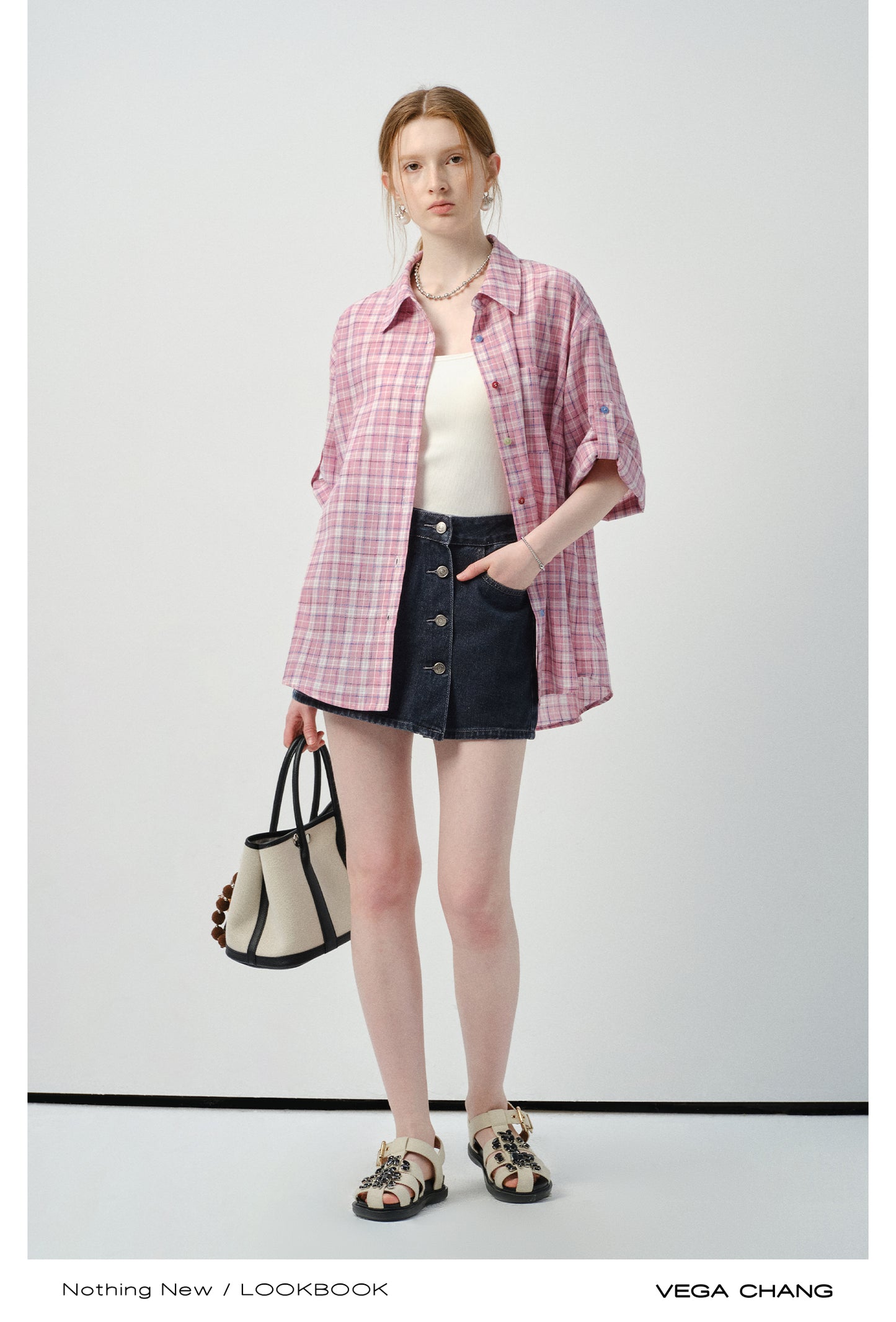 Woven Plaid Shirt With Multicolor Buttons