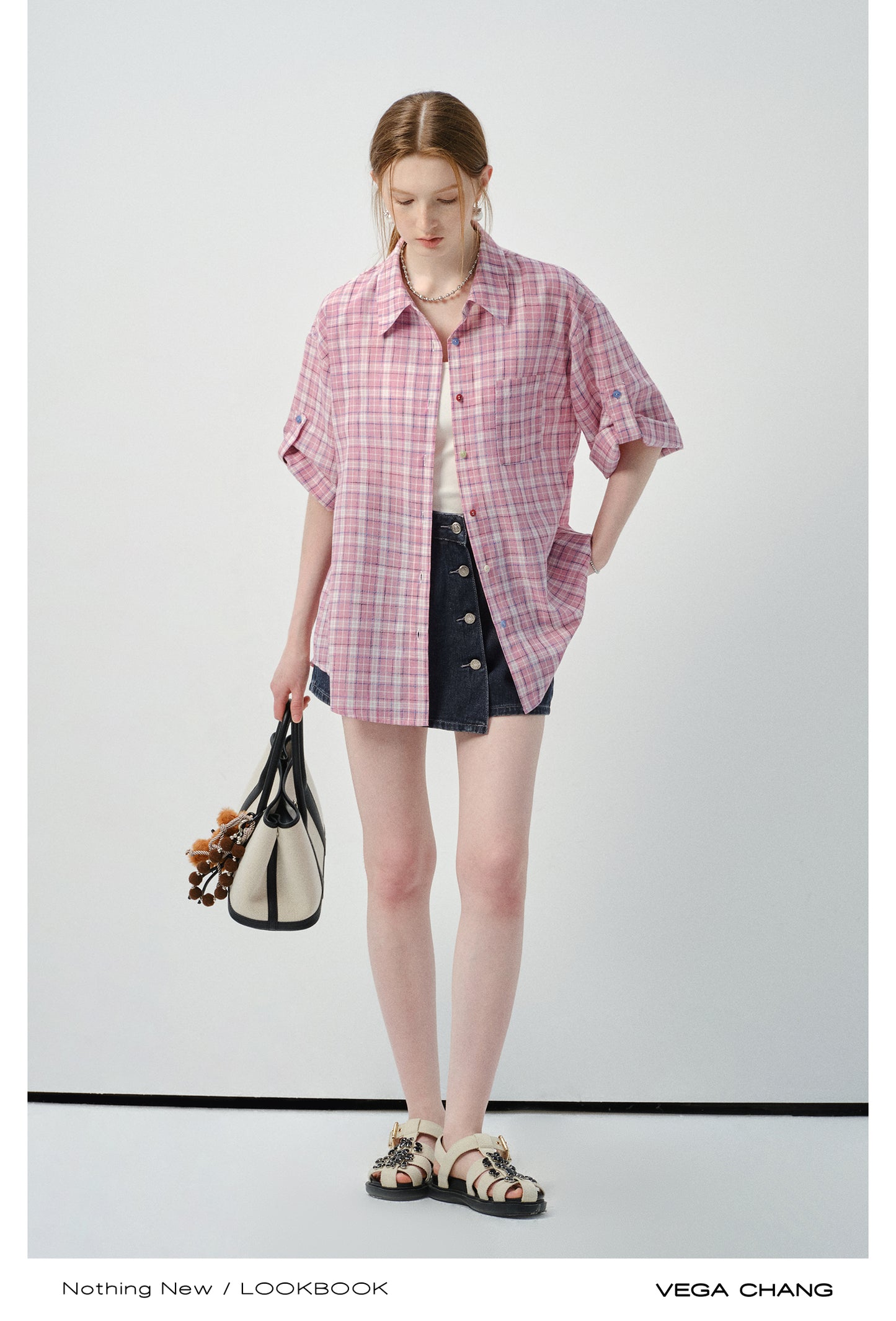Woven Plaid Shirt With Multicolor Buttons