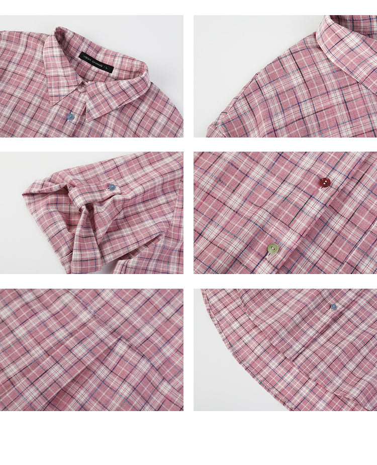 Woven Plaid Shirt With Multicolor Buttons